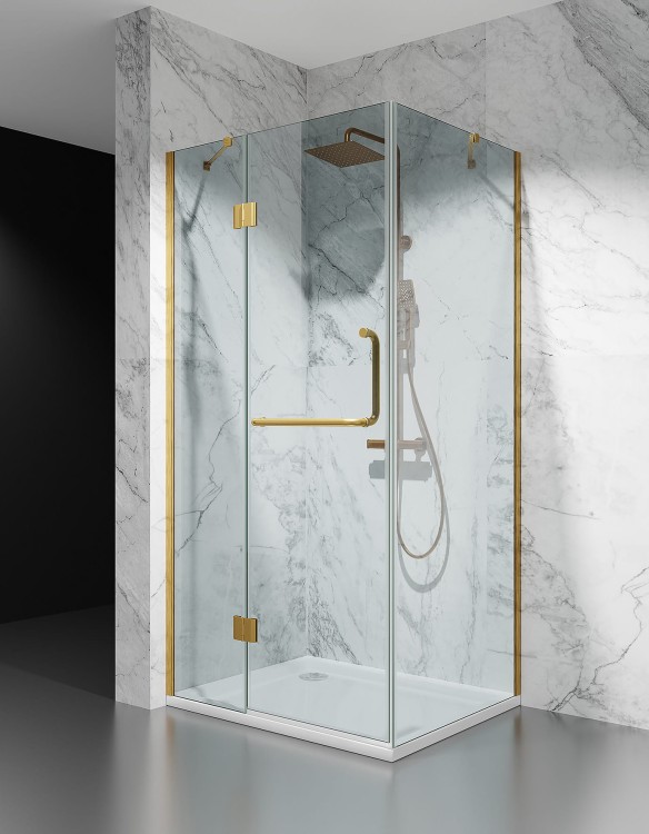 okucia Złoto Szczotkowane, Szkło Transparentne, Kabina Prysznicowa Uchylna, model Polonia zdjecie 1  salon lazienek Lodz