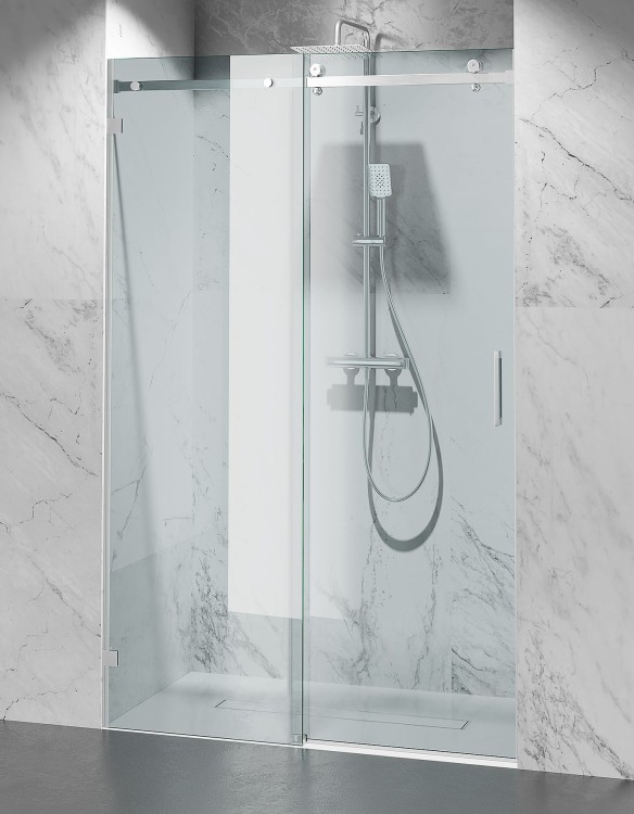 Okucia chrom mat, Szkło Transparentne, Drzwi Prysznicowe Bezprofilowe P2 zdjecie 1 salon lazienek w Lodzi