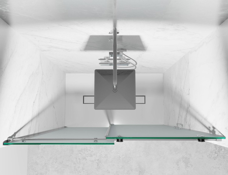 Drzwi Prysznicowe Przesuwne, Okucia Chrom Połysk, Szkło Mrożone Mleczne  salon lazienek Lodz