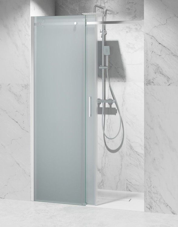 Drzwi Prysznicowe Przesuwne, Okucia Chrom Połysk, Szkło Mrożone Mleczne  salon lazienek Lodz