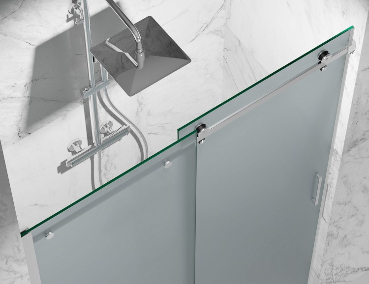 Drzwi Prysznicowe Przesuwne, Okucia Chrom Połysk, Szkło Mrożone Mleczne  salon lazienek Lodz