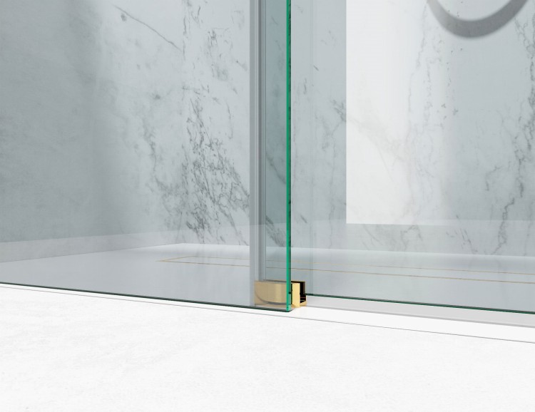 Drzwi Prysznicowe Przesuwne, Złotek Okucia Polerowane, Szkło Transparentne  salon lazienek Lodz