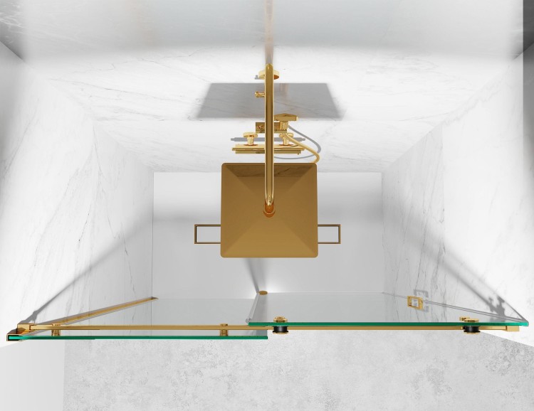 Drzwi Prysznicowe Przesuwne, Złotek Okucia Polerowane, Szkło Transparentne  salon lazienek Lodz