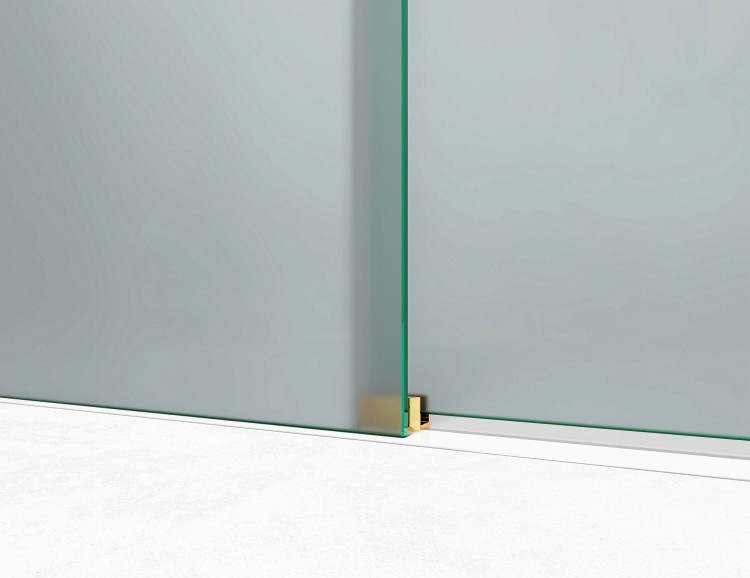 Drzwi Prysznicowe Przesuwne, Okucia Złoty Połysk, Szkło Mrożone Mleczne.  salon lazienek Lodz