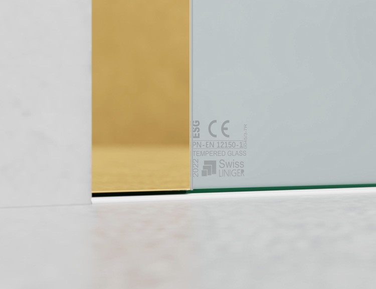 Drzwi Prysznicowe Przesuwne, Okucia Złoty Połysk, Szkło Mrożone Mleczne.  salon lazienek Lodz