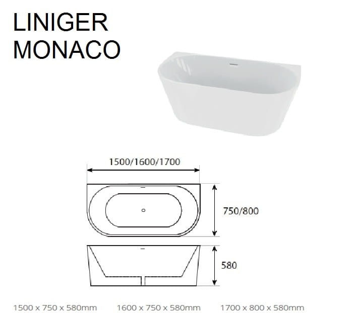 Wanna Przyścienna Monaco 170x80 zdjecie 3 salon lazienek Lodz