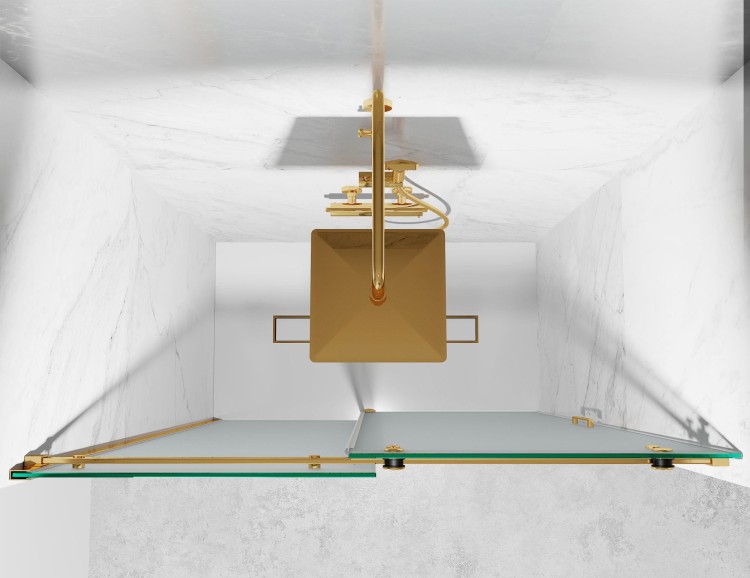 Drzwi Prysznicowe Przesuwne, Okucia Złoty Połysk, Szkło Mrożone Mleczne.  salon lazienek Lodz