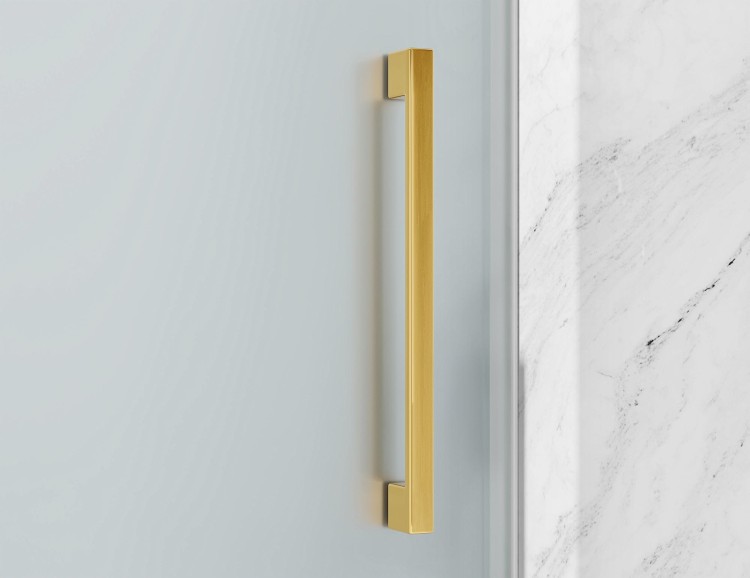 Drzwi Prysznicowe Przesuwne, Okucia Złoty Połysk, Szkło Mrożone Mleczne.  salon lazienek Lodz