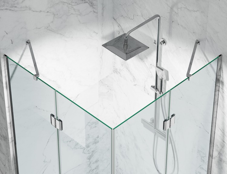 Kabina Prysznicowa Podwojnie Uchylna Bezprogowa DV2000 Okucia Czarny Mat  zdjecie 5 Salon Lazienek w Lodzi