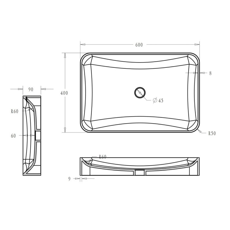 Umywalka Nablatowa Konglomerat LNG815 zdjecie 4 salon lazienek Lodz