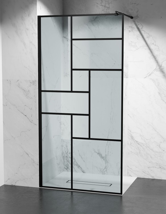 Czarne Szprosy, Szyba Prysznicowa Walk In CUBIC zdjecie 1  salon lazienek Lodz