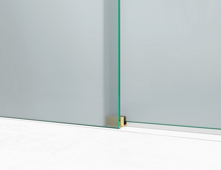 Drzwi Prysznicowe Przesuwne, Okucia Złoto Szczotkowane, Szkło Mrożone Mleczne  salon lazienek Lodz