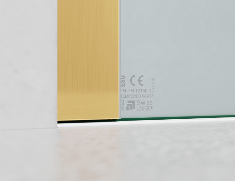 Drzwi Prysznicowe Przesuwne, Okucia Złoto Szczotkowane, Szkło Mrożone Mleczne  salon lazienek Lodz