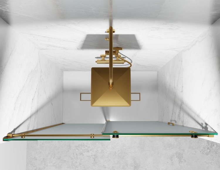 Drzwi Prysznicowe Przesuwne, Okucia Złoto Szczotkowane, Szkło Mrożone Mleczne  salon lazienek Lodz