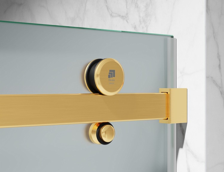 Drzwi Prysznicowe Przesuwne, Okucia Złoto Szczotkowane, Szkło Mrożone Mleczne  salon lazienek Lodz