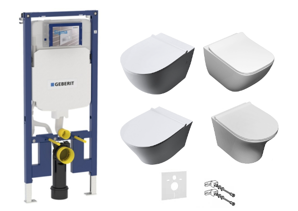 Zestaw podtynkowy: stelaż Geberit Duofix Slim (UP320), misa WC serii Rimless, deska wolnoopadająca, mata oraz wsporniki dystansowe zdjecie 1 salon lazienek w Lodzi