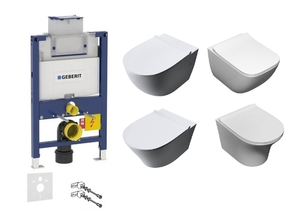 Zestaw podtynkowy: stelaż Geberit Duofix (niski 82cm), misa WC serii Rimless, deska wolnoopadająca, mata oraz wsporniki dystansowe zdjecie 1 salon lazienek w lodzi