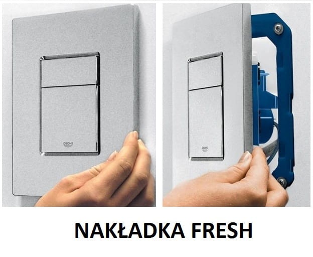 Zestaw podtynkowy: stelaż GROHE + wkładka FRESH, sedes serii Rimless, przycisk, deska wolnoopadająca, mata oraz wsporniki dystansowe zdjecie 5 salon lazienek w Lodzi