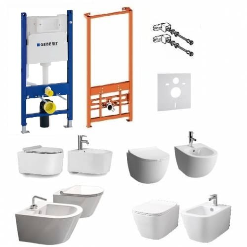 Kompletny zestaw (ceramika do wyboru) serii Rimless: misa WC, bidet oraz stelaże podtynkowe Geberit UP100  zdjecie 1 salon lazienek w Lodzi