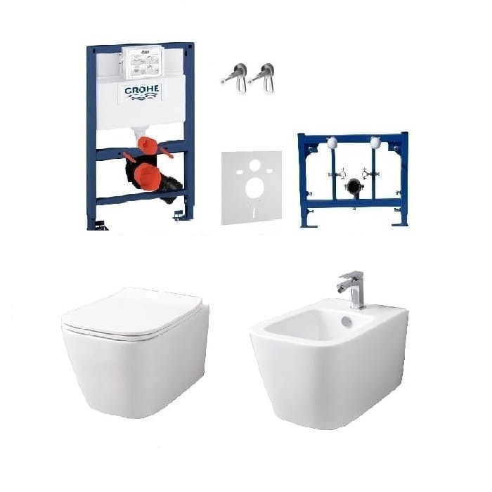 Kompletny zestaw serii Rimless: misa WC, bidet oraz stelaże podtynkowe Grohe NISKIE zdjecie 7 salon lazienek w Lodzi