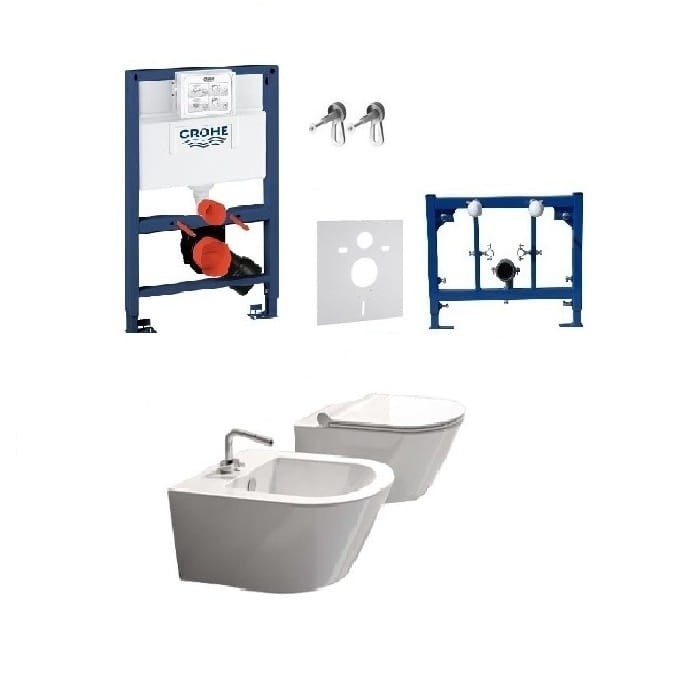 Kompletny zestaw serii Rimless: misa WC, bidet oraz stelaże podtynkowe Grohe NISKIE zdjecie 8 salon lazienek w Lodzi