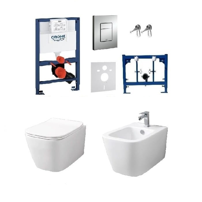 Kompletny zestaw serii Rimless: misa WC, bidet oraz stelaże podtynkowe Grohe NISKIE zdjecie 9 salon lazienek w Lodzi