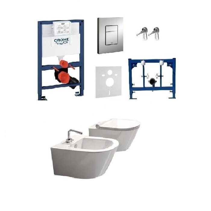 Kompletny zestaw serii Rimless: misa WC, bidet oraz stelaże podtynkowe Grohe NISKIE zdjecie 10 salon lazienek w Lodzi