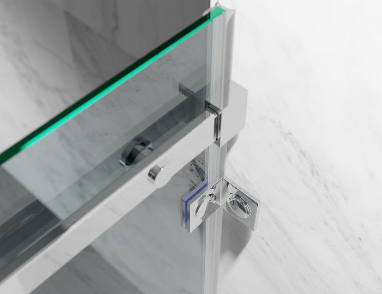 kabina prysznicowa przesuwna bezprofilowa szklo grafitowe okucia zloty mat zdjecie 3  salon lazienek Lodz