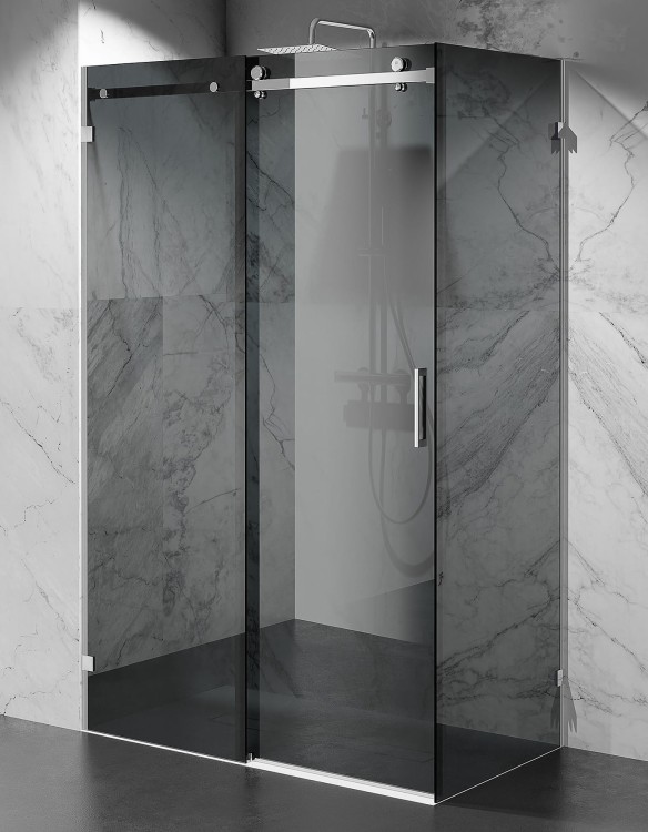Kabina Prysznicowa Przesuwna Bezprofilowa, szkło grafitowe, okucia Chrom Połysk  zdjecie 1 salon lazienek w Lodzi