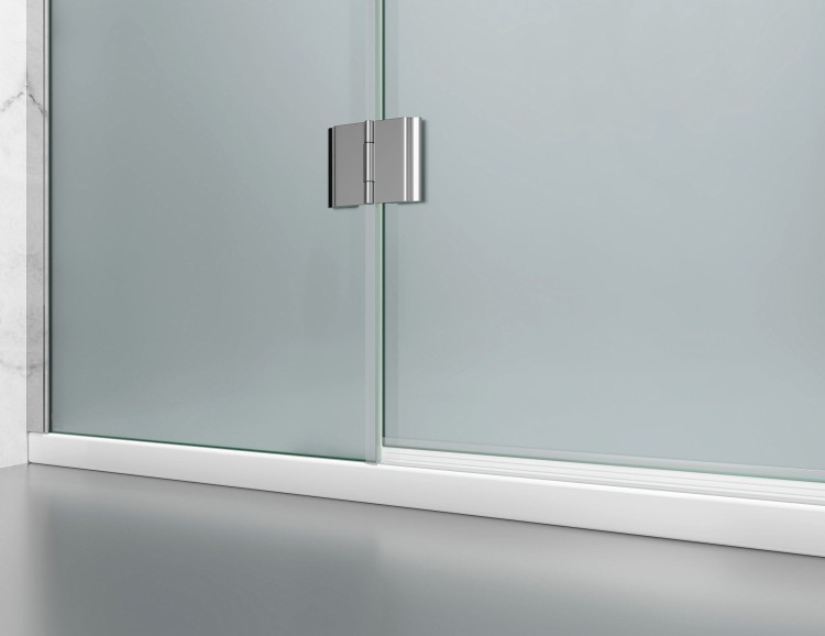 Kabina Prysznicowa Uchylna, Chromowane Okucia, Szkło Mrożone Mleczne  salon lazienek Lodz zdjecie 5