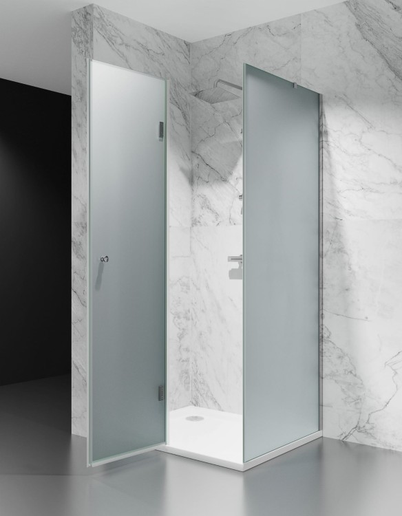 Kabina Prysznicowa Uchylna, Chromowane Okucia, Szkło Mrożone Mleczne  salon lazienek Lodz zdjecie 2