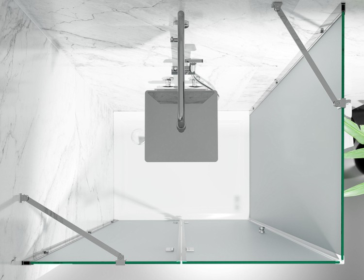 Kabina Prysznicowa Uchylna, Chromowane Okucia, Szkło Mrożone Mleczne  salon lazienek Lodz  zdjecie 4