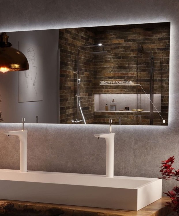 lustro-do-łazienki-podswietlane-dotykowy-przycisk  salon lazienek Lodz