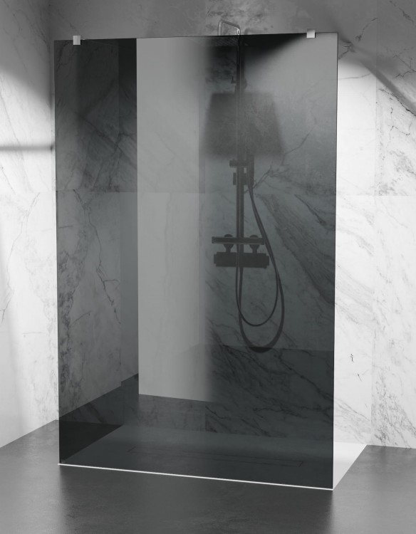 Grafitowa Szyba prysznicowa Wolnostojąca Walk-In okucia chrom połysk zdjecie 1  salon lazienek Lodz