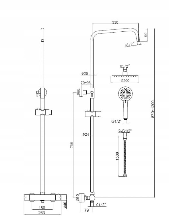 zestaw-prysznicowy-czarny-z-termostatem-wymiary  salon lazienek Lodz
