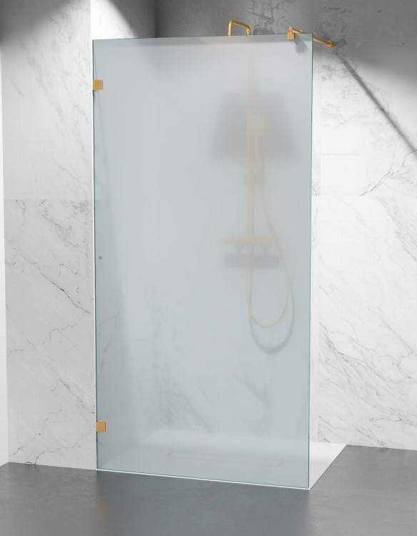 Mrożona Szyba prysznicowa Bezprofilowa Walk-In okucia złoty mat zdjecie 1  salon lazienek Lodz