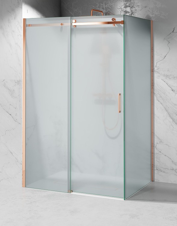 kabina-prysznicowa-przesuwna-szkło-mrożone-okucia-złoty-róż-zdjecie-1  salon lazienek Lodz