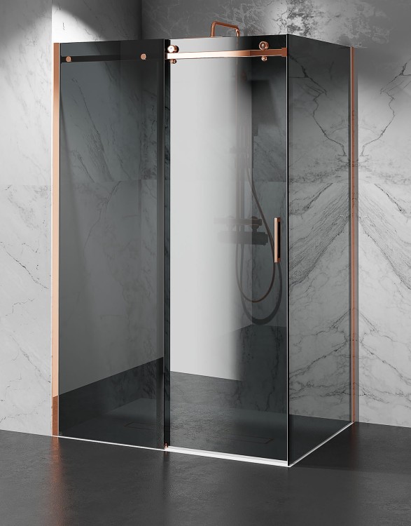 kabina-prysznicowa-przesuwna-szkło-grafitowe-okucia-złoty-róż-zdjecie-1  salon lazienek Lodz
