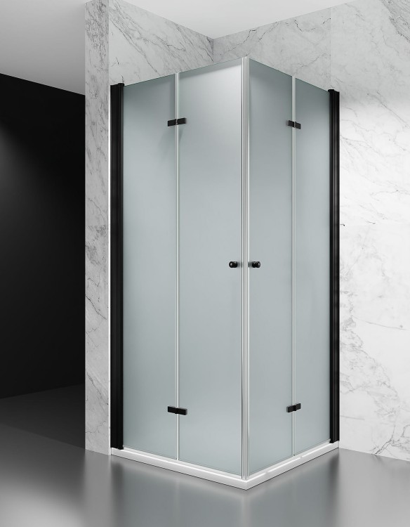 Czarna Kabina Prysznicowa Składana Całkowicie D1200, Szkło Mrożone zdjecie 1 salon lazienek Lodz