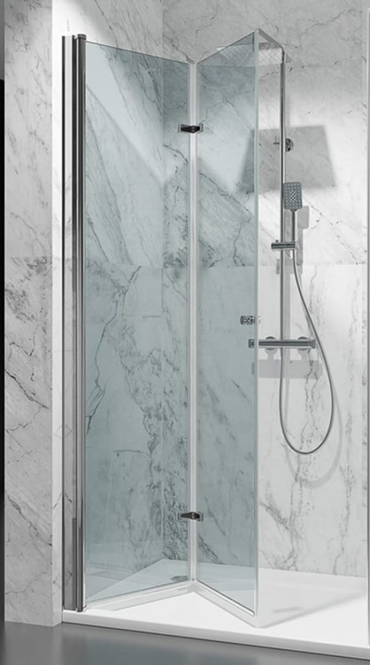 Ścianka Prysznicowa Walk in Składana, kolor okuć Czarny Mat zjecie 3  salon lazienek Lodz