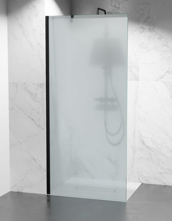 szyba prysznicowa walk-in wspornik boczny okucia czarny mat szkło mrożone