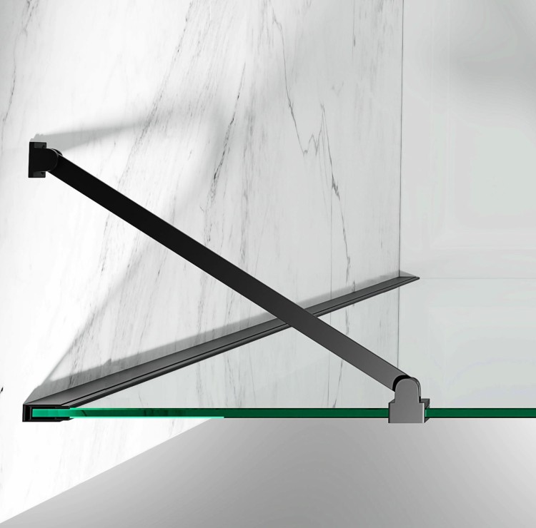 szyba prysznicowa walk-in wspornik boczny okucia czarny mat szkło grafit wspornik