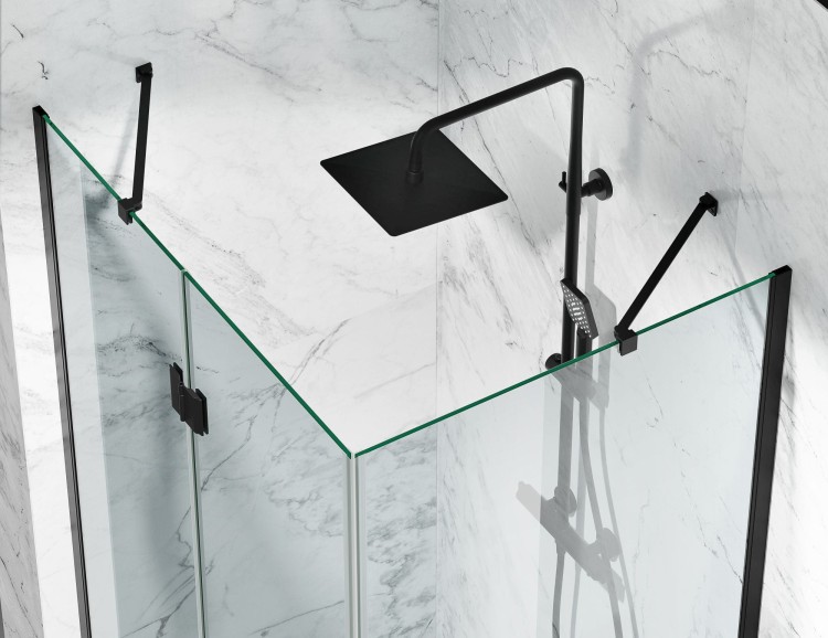 kabina prysznicowa uchylna DV8000 z brodzikiem 120x80 cm okucia czarny mat szklo transparentne zdjecie 3 salon lazienek w lodzi