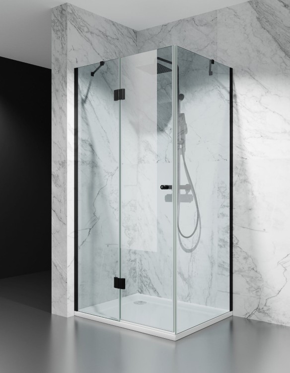 kabina prysznicowa uchylna DV8000 z brodzikiem 140x80 cm okucia czarny mat szklo transparentne zdjecie 1 salon lazienek w lodzi