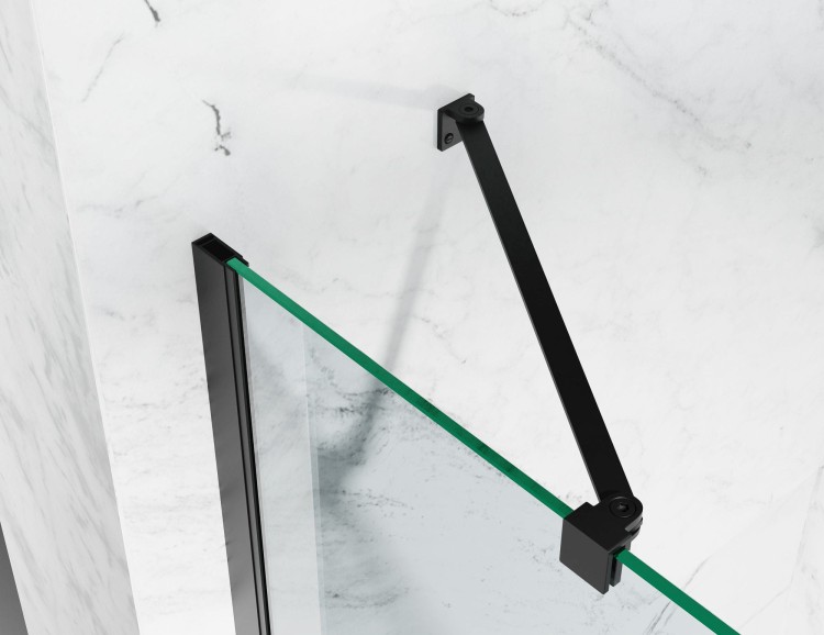 kabina prysznicowa uchylna DV8000 z brodzikiem 140x80 cm okucia czarny mat szklo mrozone zdjecie 5 salon lazienek w lodzi