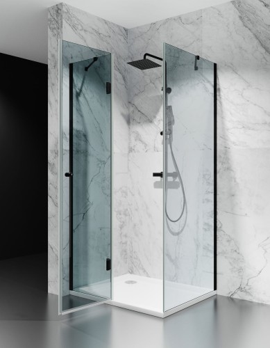 kabina prysznicowa uchylna DV8000 z brodzikiem 140x90 cm okucia czarny mat szklo grafit zdjecie 2 salon lazienek w lodzi