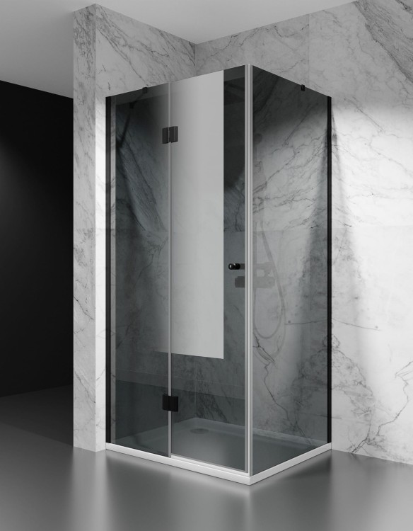 kabina prysznicowa uchylna DV8000 z brodzikiem 120x100 cm okucia czarny mat szklo grafit zdjecie 1 salon lazienek w lodzi