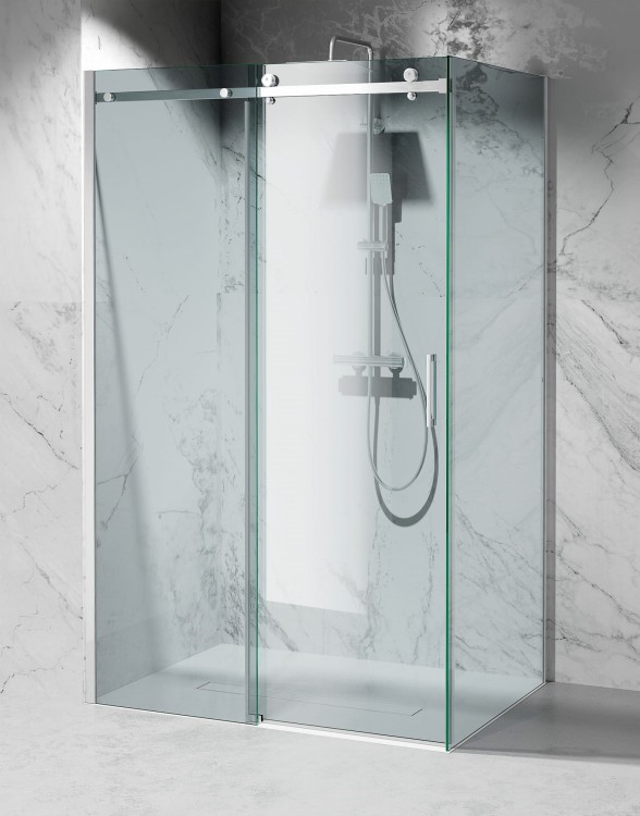 Kabina Prysznicowa Przesuwna Okucia Chrom Szczotkowany Szklo Transparentne zdjecie 1 Salon Lazienek w Lodzi