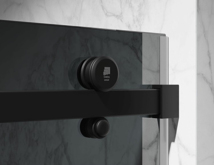 kabina prysznicowa przesuwna szklo grafitowe okucia czarny mat zdjecie 4  salon lazienek Lodz