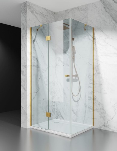 kabina prysznicowa DV8000 z brodzikiem 80x70 cm okucia zloto szczotkowane szklo transparentne zdjecie 1 salon lazienek w lodzi